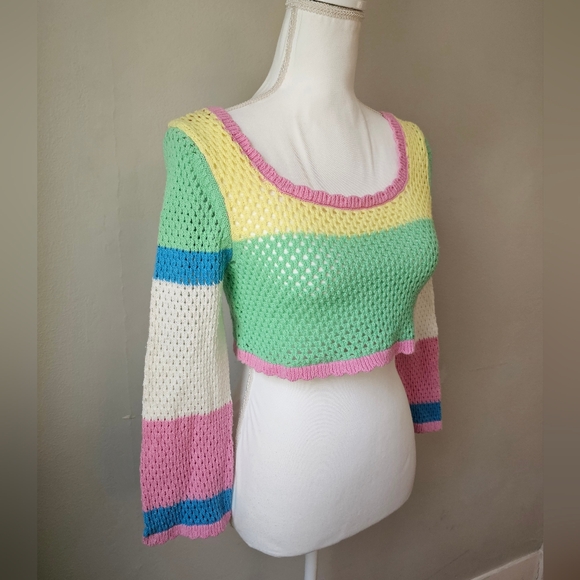 Sincerely Jules Pastel Knit Top with Mint, Yellow & Pink - Picture 4 of 9